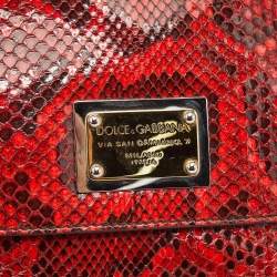 Dolce & Gabbana Red Python Large Miss Sicily Top Handle Bag