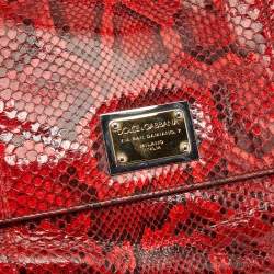 Dolce & Gabbana Red Python Large Miss Sicily Top Handle Bag
