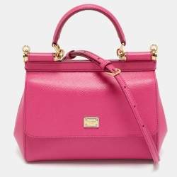 Dolce & Gabbana Pink Leather Small Miss Sicily Top Handle Bag