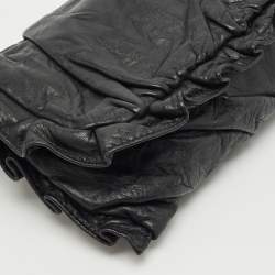 Pre Owned Dolce & Gabbana Black Pleated Leather Chain Clutch