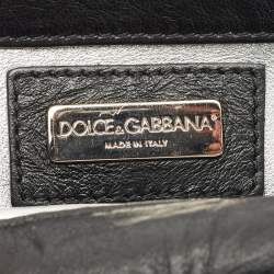 Pre Owned Dolce & Gabbana Black Pleated Leather Chain Clutch