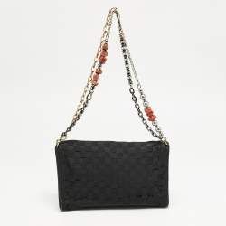 Dolce & Gabbana Black Woven Fabric and Suede Miss Charles Shoulder Bag