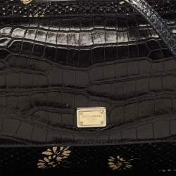 Dolce & Gabbana Black Crocodile & Python Small Miss Sicily Top Handle Bag