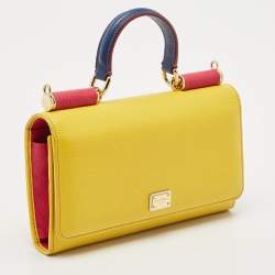 Dolce & Gabbana Yellow Leather DG Disco Clutch