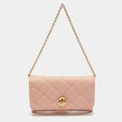 Dolce & Gabbana Pink Quilted Leather Chain Clutch