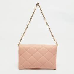 Dolce & Gabbana Pink Quilted Leather Chain Clutch