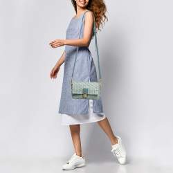 Dolce & Gabbana Blue Woven Raffia and Leather Padlock Shoulder Bag