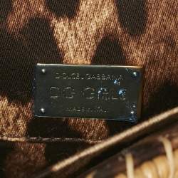 Dolce & Gabbana Black/Beige Woven Rattan and Leather DG Flap Top Handle Bag