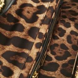 Dolce & Gabbana Black/Beige Woven Rattan and Leather DG Flap Top Handle Bag