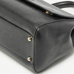 Dolce & Gabbana Black Leather Medium Miss Sicily Top Handle Bag