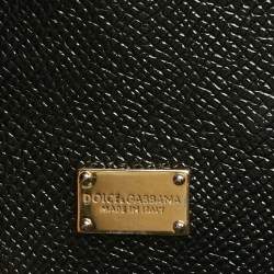 Dolce & Gabbana Black Leather Medium Miss Sicily Top Handle Bag