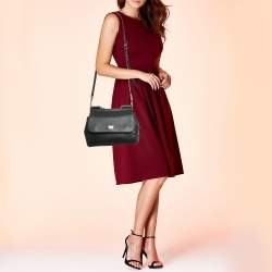 Dolce & Gabbana Black Leather Medium Miss Sicily Top Handle Bag
