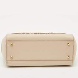 Dolce & Gabbana Cream Leather Medium Miss Sicily Family Patch Top Handle Bag
