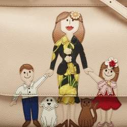 Dolce & Gabbana Cream Leather Medium Miss Sicily Family Patch Top Handle Bag