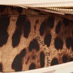 Dolce & Gabbana Cream Leather Medium Miss Sicily Family Patch Top Handle Bag
