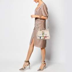 Dolce & Gabbana Cream Leather Medium Miss Sicily Family Patch Top Handle Bag