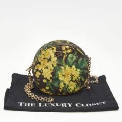 Pre Owned Dolce & Gabbana Yellow/Black Floral Canvas Miss Glam Round Crossbody Bag