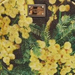 Pre Owned Dolce & Gabbana Yellow/Black Floral Canvas Miss Glam Round Crossbody Bag