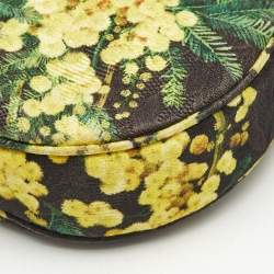 Pre Owned Dolce & Gabbana Yellow/Black Floral Canvas Miss Glam Round Crossbody Bag