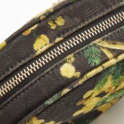 Pre Owned Dolce & Gabbana Yellow/Black Floral Canvas Miss Glam Round Crossbody Bag