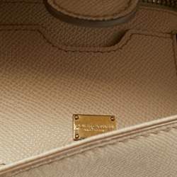 Pre Owned Dolce & Gabbana Beige Leather Large Miss Sicily Top Handle Bag