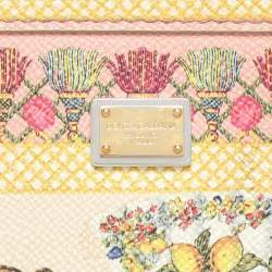 Dolce & Gabbana Multicolor Fan Foulard Print Leather Medium Miss Sicily Top Handle Bag
