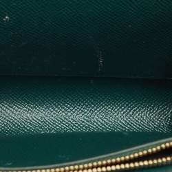 Dolce & Gabbana Dark Green Leather DG Logo Crystals Wallet on Chain