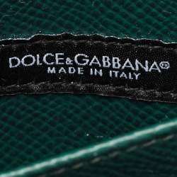 Dolce & Gabbana Dark Green Leather DG Logo Crystals Wallet on Chain