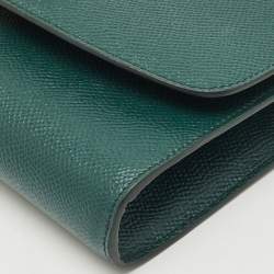 Dolce & Gabbana Dark Green Leather DG Logo Crystals Wallet on Chain