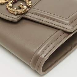 Dolce & Gabbana Beige Leather DG Amore Clutch Bag