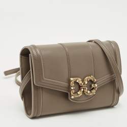 Dolce & Gabbana Beige Leather DG Amore Clutch Bag