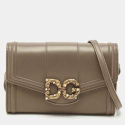 Dolce & Gabbana Beige Leather DG Amore Clutch Bag