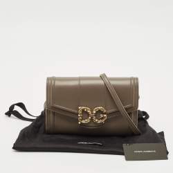 Dolce & Gabbana Beige Leather DG Amore Clutch Bag