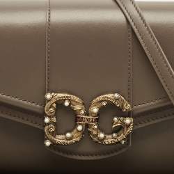 Dolce & Gabbana Beige Leather DG Amore Clutch Bag