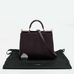 Dolce & Gabbana Burgundy Leather Sicily Top Handle Bag