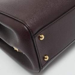 Dolce & Gabbana Burgundy Leather Sicily Top Handle Bag