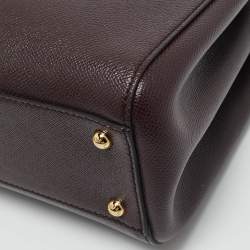 Dolce & Gabbana Burgundy Leather Sicily Top Handle Bag