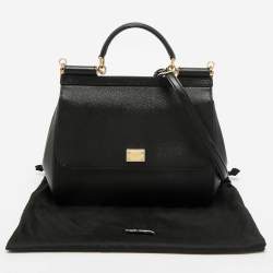 Dolce & Gabbana Black Leather Regular Miss Sicily Top Handle Bag