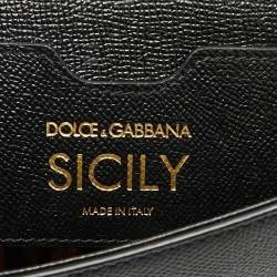 Dolce & Gabbana Black Leather Regular Miss Sicily Top Handle Bag