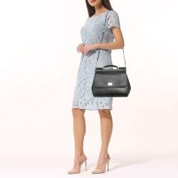Dolce & Gabbana Black Leather Regular Miss Sicily Top Handle Bag