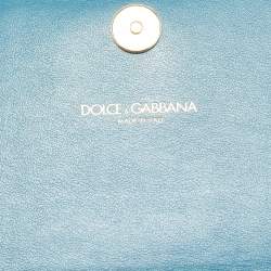 Dolce & Gabbana Dark Blue Lizard Embossed Leather DG Millennials Crystals Wallet on Chain
