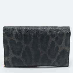 Dolce & Gabbana Black/Grey Leopard Print Coated Canvas Nina Chain Clutch