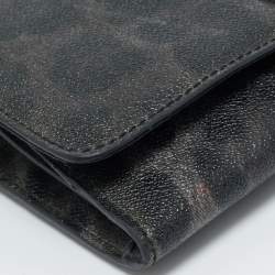 Dolce & Gabbana Black/Grey Leopard Print Coated Canvas Nina Chain Clutch