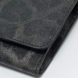 Dolce & Gabbana Black/Grey Leopard Print Coated Canvas Nina Chain Clutch
