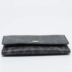 Dolce & Gabbana Black/Grey Leopard Print Coated Canvas Nina Chain Clutch