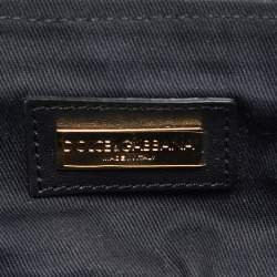Dolce & Gabbana Black/Grey Leopard Print Coated Canvas Nina Chain Clutch