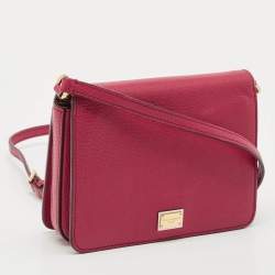Dolce & Gabbana Dark Pink Leather Mini Dauphine Crossbody Bag