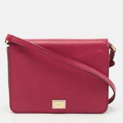 Dolce & Gabbana Dark Pink Leather Mini Dauphine Crossbody Bag