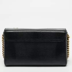 Dolce & Gabbana Black Lizard Embossed Leather DG Millennials Shoulder Bag