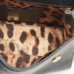 Dolce & Gabbana Black Leather Small Miss Sicily Top Handle Bag